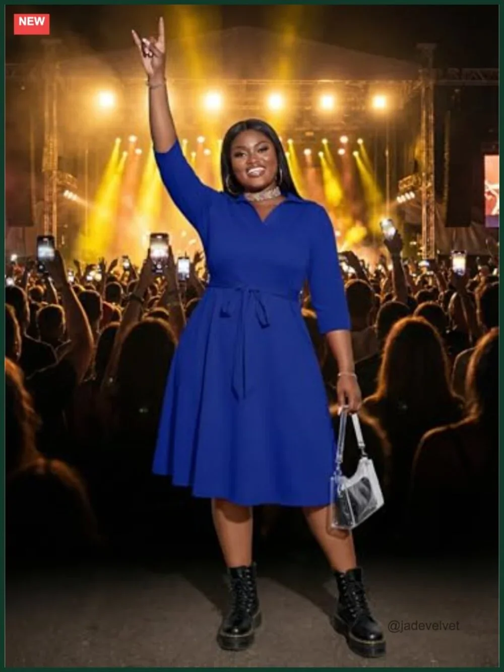 Plus Size Midi Dress with Pockets & Belt Flutter Sleeve Cocktail